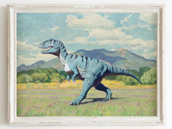 Dinosaur Print Farmhouse Decor Antique